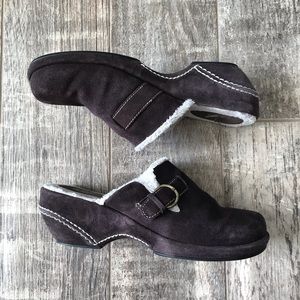 White Mountain Suede Mules Faux Fur Lined